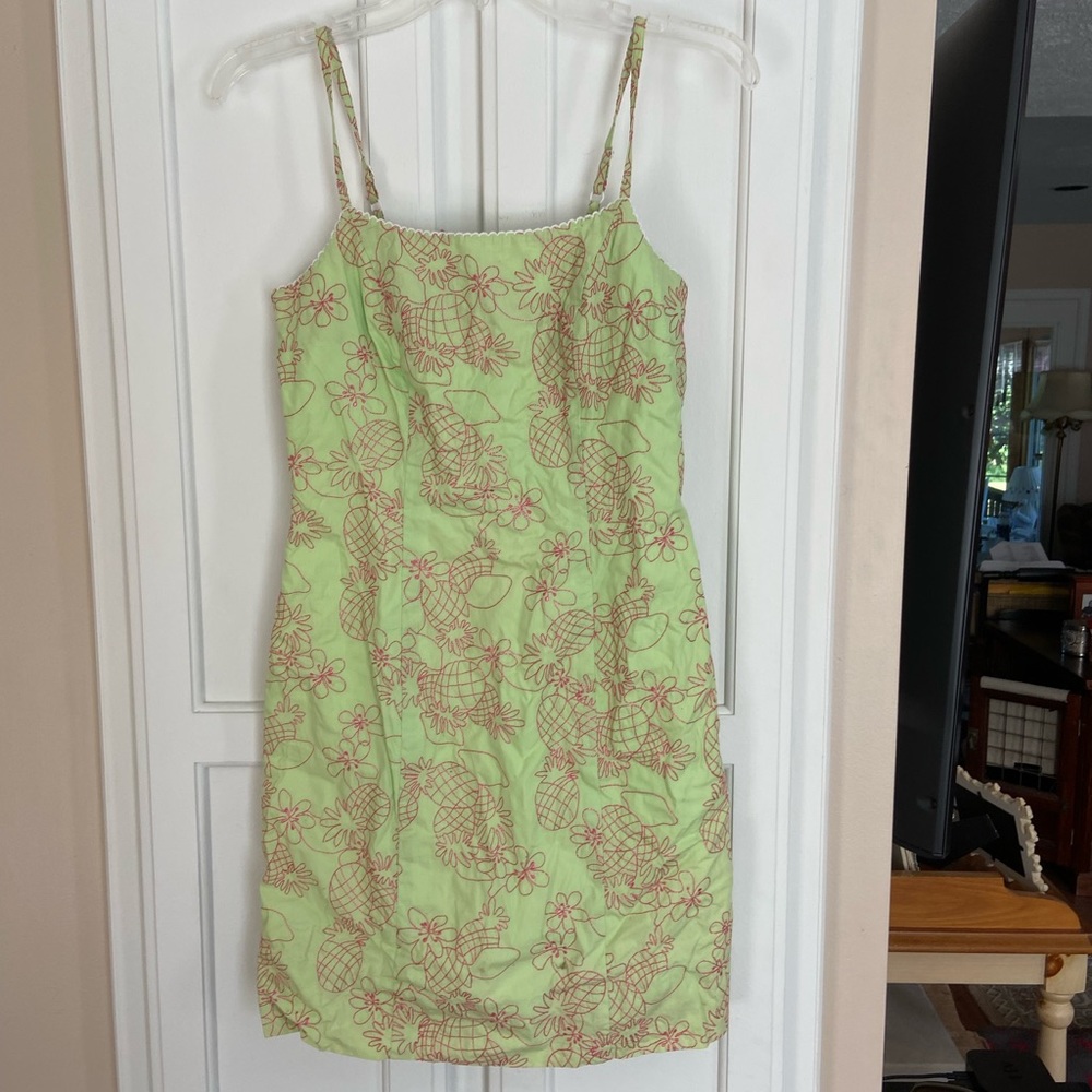 Lilly Pulitzer - white label, green dress with pink embroidery - 0